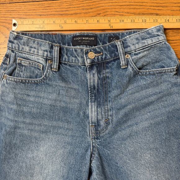 Lucky Brand High Rise Ankle Mom Jean Drew SZ 4/27 Med Wash Raw Hem Boho Classic - Picture 5 of 7